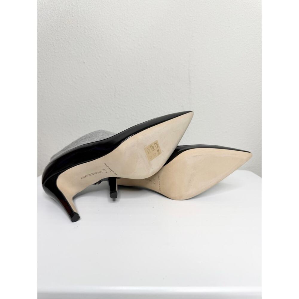 NEW Manolo Blahnik Archepla Gray Wool and Black Patent Ankle Booties Size 37.5 - Picture 9 of 13